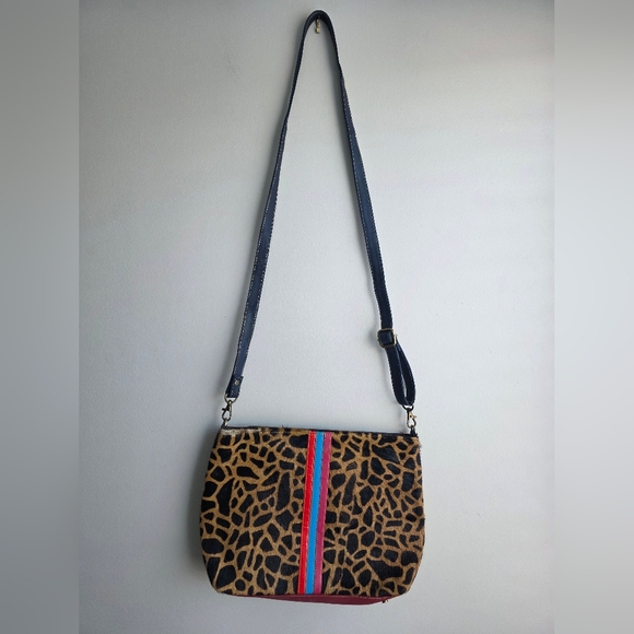 Folklore Couture Handbags - Animal Print Crossbody Bag with Colorful Stripe
